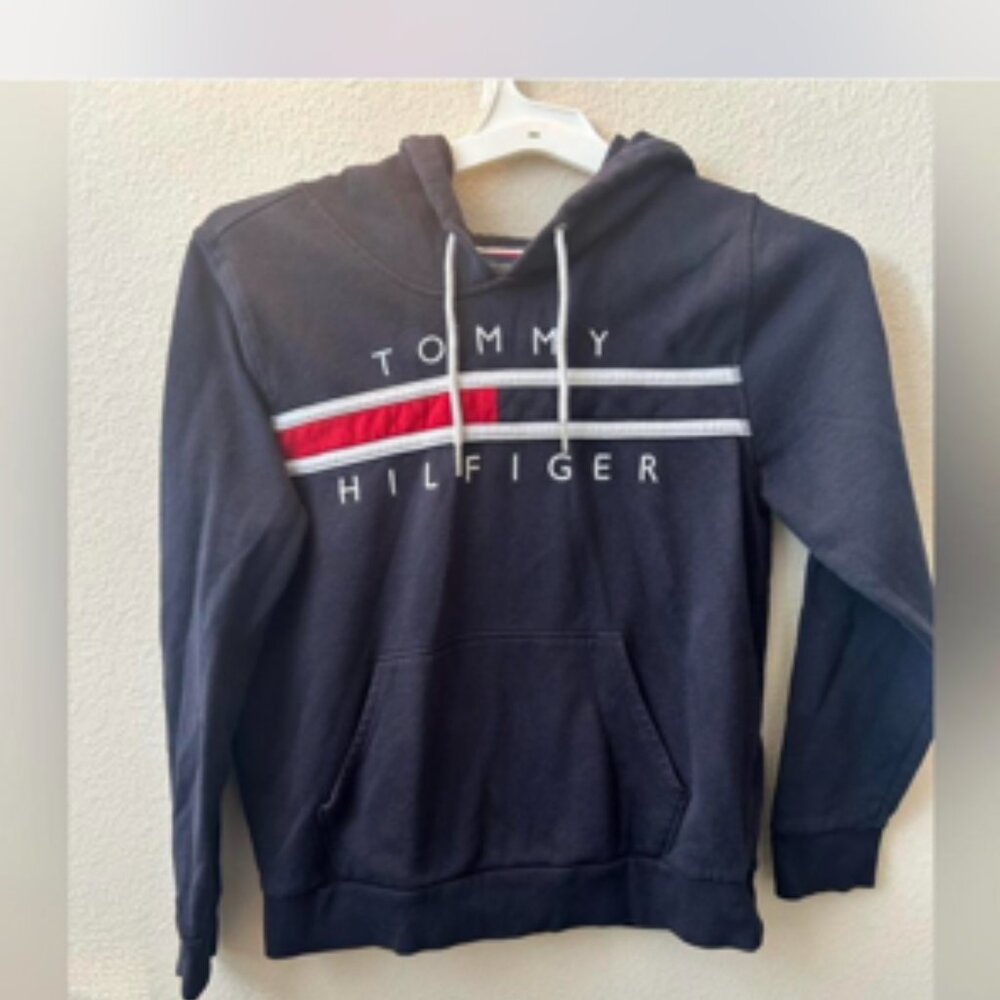 Womens Tommy Hilfiger Preppy Y2K Blue Hoodie Size M